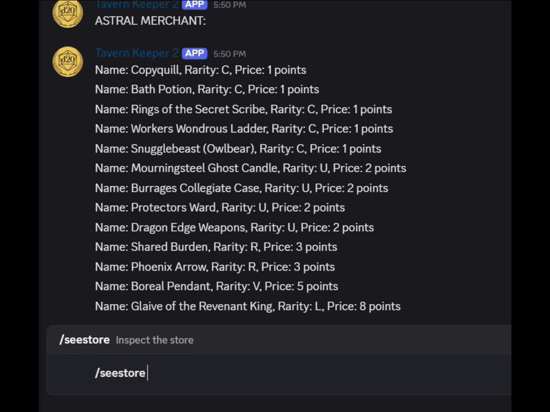 GIF demonstrating the capabilities of Tavern Keeper 2